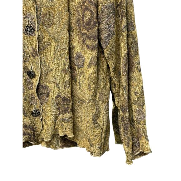 Winding River USA Jacket Large Floral Burnout Button Front Textured Boho Artsy - Picture 5 of 8